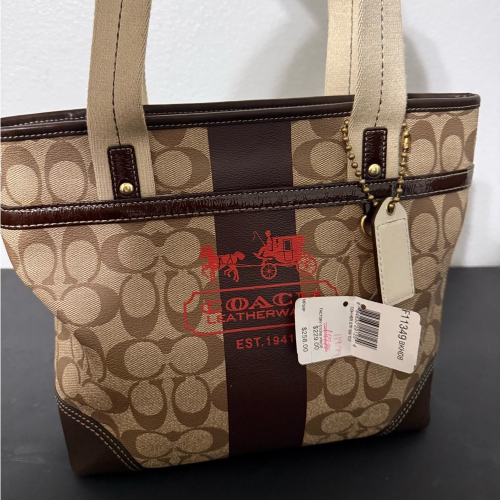 Coach Brown and Tan Tote Bag